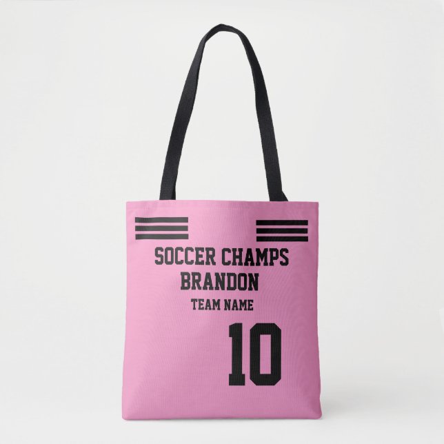 Bolsa Tote Treinador moderno de esportes personalizado rosa (Frente)