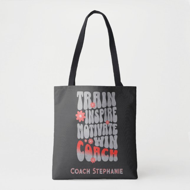Bolsa Tote Treinador Personalizado Inspire Motivate Win (Frente)