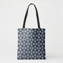 Bolsa Tote Treliça de Flor de Neve Índigo