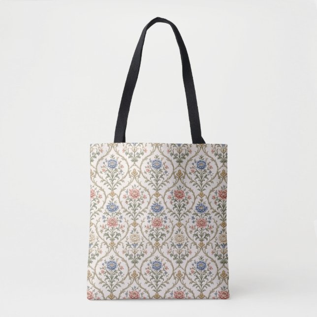 Bolsa Tote Treliça Floral Sofisticada Estruturada (Frente)