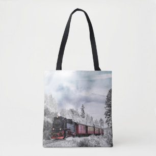 Bolsa Tote Trem do vintage que viaja através do país das