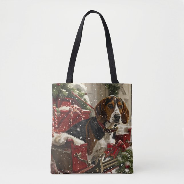 Bolsa Tote Tremendo Walker Coonhound Cão Natal Festivo (Frente)