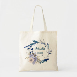 Bolsa Tote Trendência da tribo Bride floral azul-poeirenta ad