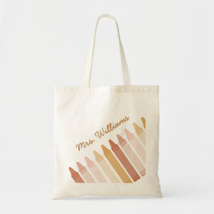 Bolsa Tote Trendy Boho Colors Crayon Nome do Professor