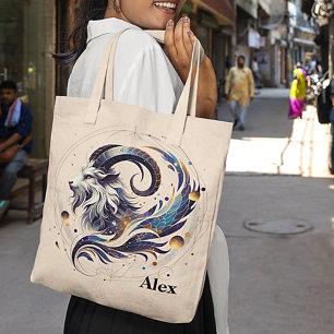 Bolsa Tote Trendy Capricorn Watercolor Zodiac Design