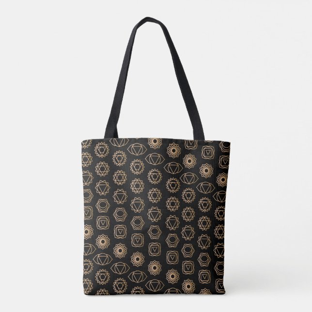 Bolsa Tote Trendy Dourada Chakras Pattern (Verso)