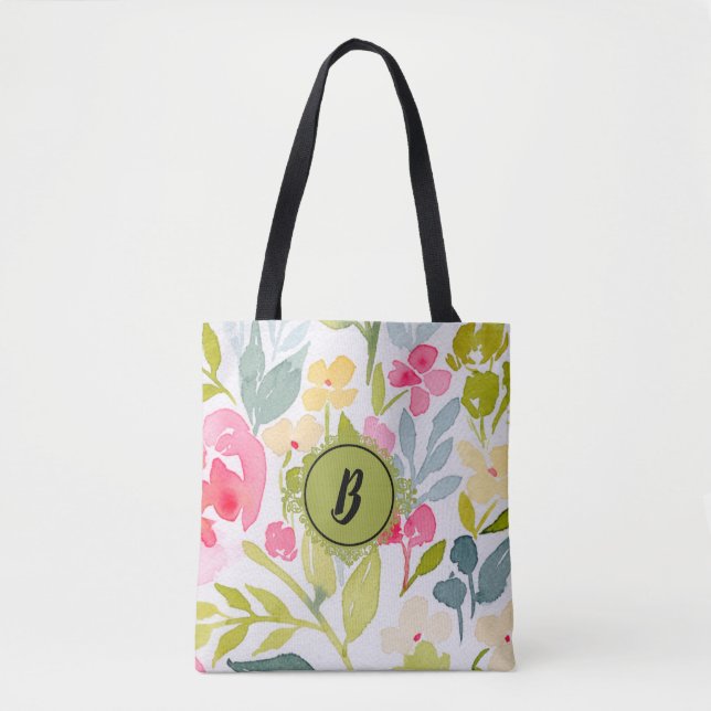 Bolsa Tote Trendy Floral Monograma (Frente)