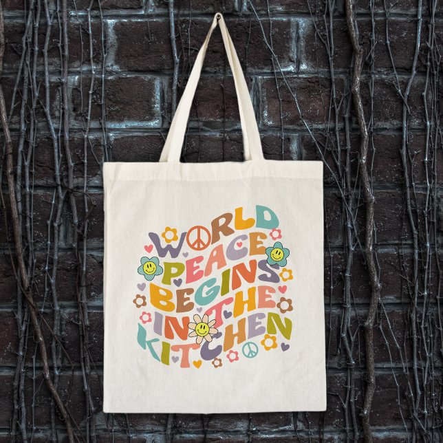 Bolsa Tote Trendy Flowers Retro Watercolor Vegan (Criador carregado)