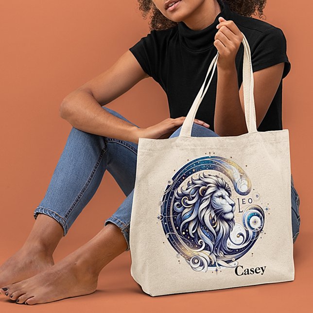 Bolsa Tote Trendy Leo Watercolor Zodiac Design (Criador carregado)