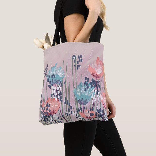 Bolsa Tote Trendy Modern Abstrato Floral (Close Up)