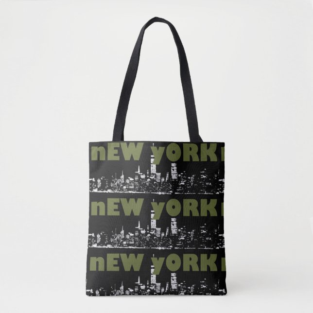 Bolsa Tote Trendy New York City NYC Night Skyline (Frente)