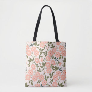 Bolsa Tote Trendy, padrão floral de vintage. Sem fim