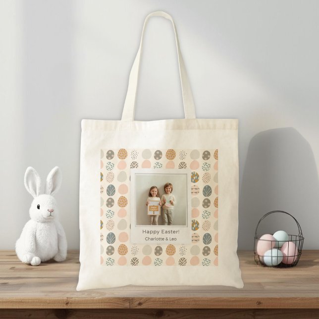 Bolsa Tote Trendy Pastel Easter Photo Tote Bag | Personalized (Criador carregado)