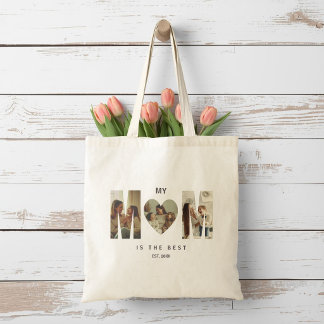 Bolsa Tote Trendy Personalized Photo MOM Heart Tote Bag