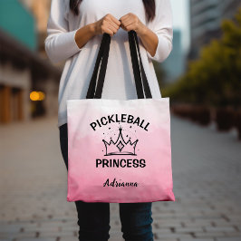 Bolsa Tote Trendy Pickleball Princess Pink Ombre with Crown