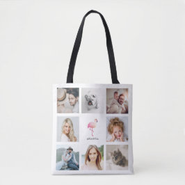 Bolsa Tote Trendy Pink Flamingo | Colagem de Fotos