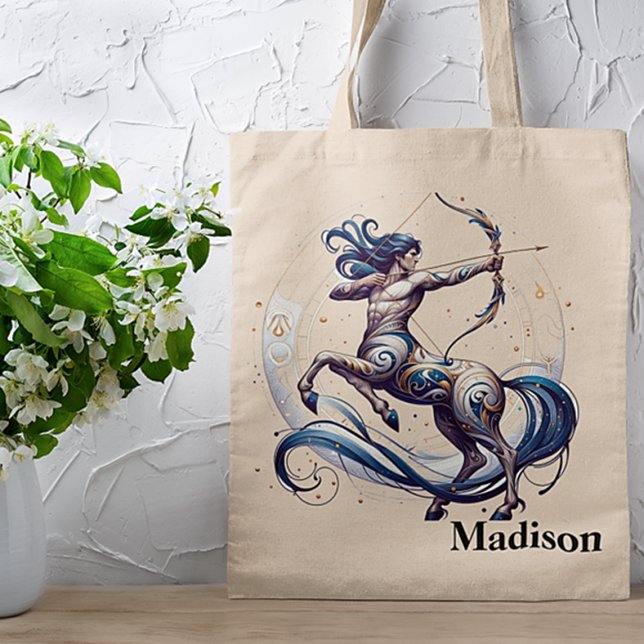 Bolsa Tote Trendy Sagittarius Watercolor Zodiac Design (Criador carregado)