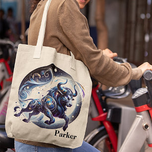 Bolsa Tote Trendy Taurus Watercolor Zodiac Design