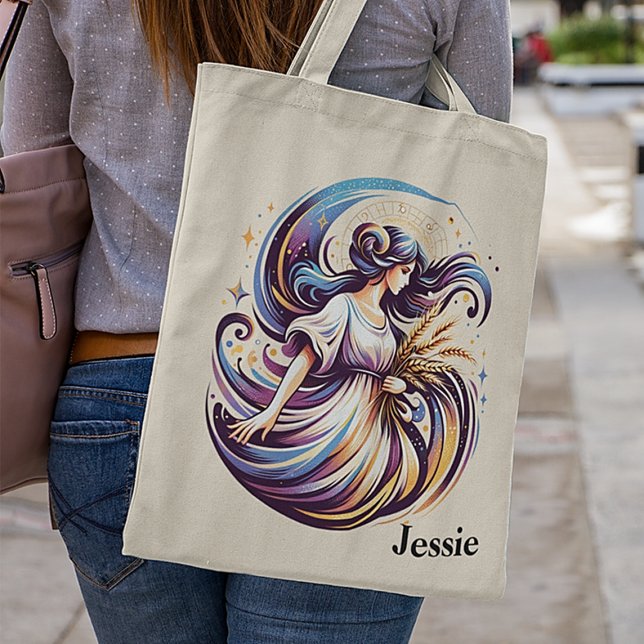 Bolsa Tote Trendy Virgo Watercolor Zodiac Design (Criador carregado)