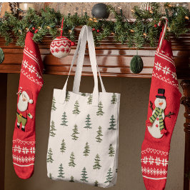 Bolsa Tote Trendy Winter | Padrão da árvore de Natal