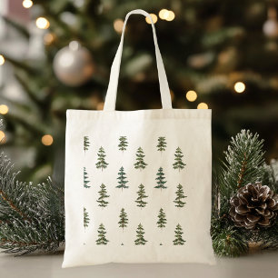 Bolsa Tote Trendy Winter   Padrão da árvore de Natal
