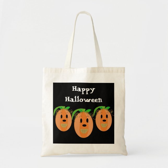Bolsa Tote Três Abóboras Sorridentes (Frente)