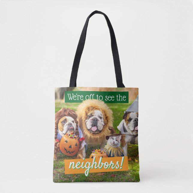 Bolsa Tote Três Bulldogs Vestidos (Frente)