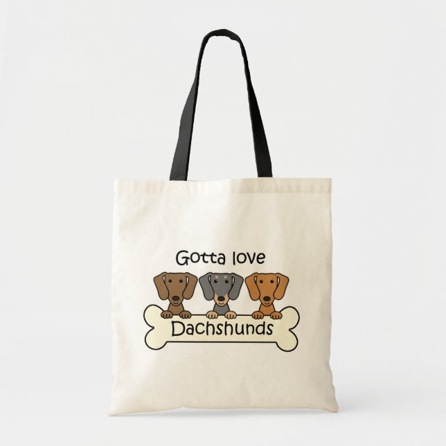 Bolsa Tote Três Dachshunds (Frente)