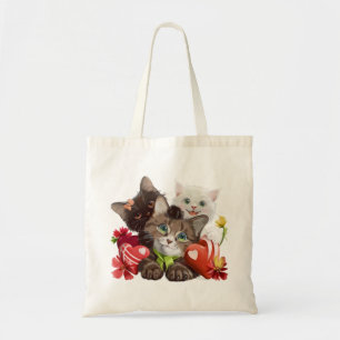Bolsa Tote Três gatinhos e corações