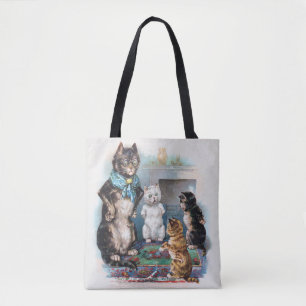 Bolsa Tote Três gatinhos e mãe, Louis Wain