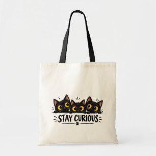 Bolsa Tote Três Gatos Pretos Espiando com Olhos Amarelos Gran