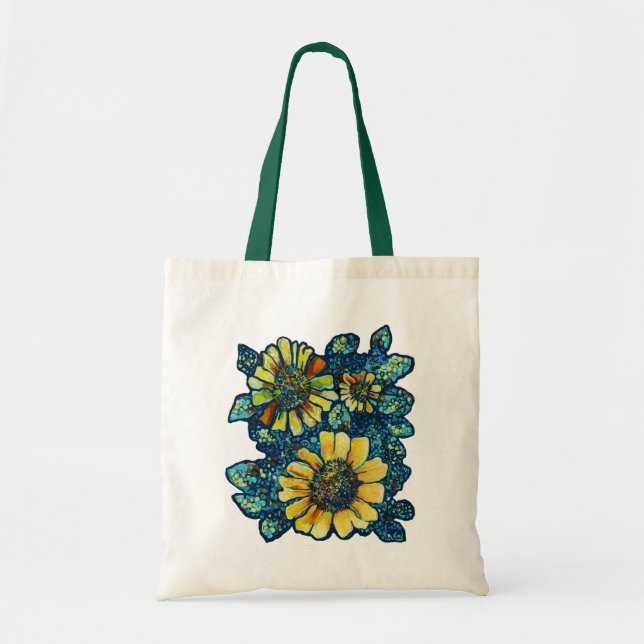 Bolsa Tote Três girassóis, sacola floral da arte (Frente)