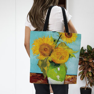 Bolsa Tote Três girassóis   Vincent van Gogh