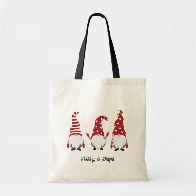 Bolsa Tote Três Gnomos de Natal (Frente)