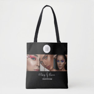 Bolsa Tote Três Modelo de Foto Preto Negócios Personalizáveis