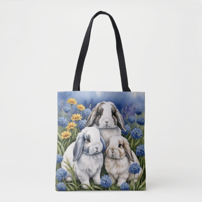 Bolsa Tote Três Pequenos Bunnies De Lop (Frente)