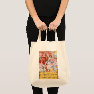Bolsa Tote Três Porquinhos Cozinhando o Lobo, Conto de Fadas
