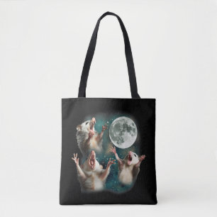 Bolsa Tote Três Possum Lua 3 Gambá Engraçado Estranho Meme Am