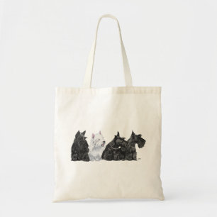 Bolsa Tote Três Scotties Curiosos e um Westie