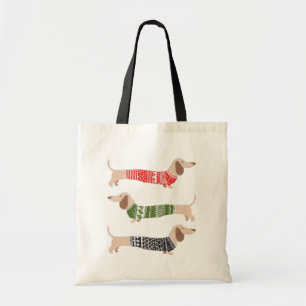 Bolsa Tote Três Suéteres Feios de Natal Cachorros Dachshund