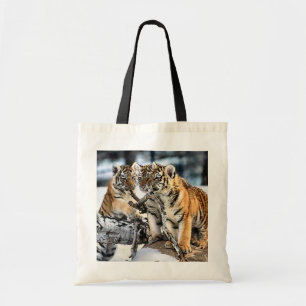 Bolsa Tote Três tigre Cubs em presentes da arte da neve