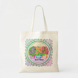 Bolsa Tote Três Vasos Flores