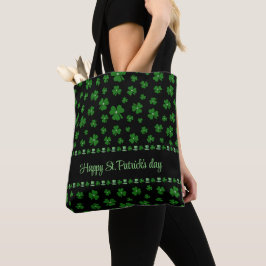 Bolsa Tote Trevo do Dia de São Patrício Personalizado em Pret