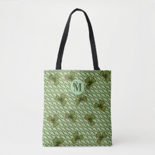 Bolsa Tote Trevo Irlandês Verde e Dourado Monograma