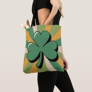 Bolsa Tote Trevo Vintage Sunburst Shamrock Irlande