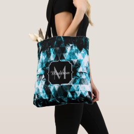 Bolsa Tote Triângulo azul esparso eletrificado chama Monogram
