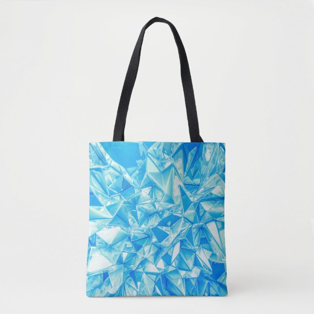 Bolsa Tote Triângulo de cristal, fundo 3D renderizado. (Frente)