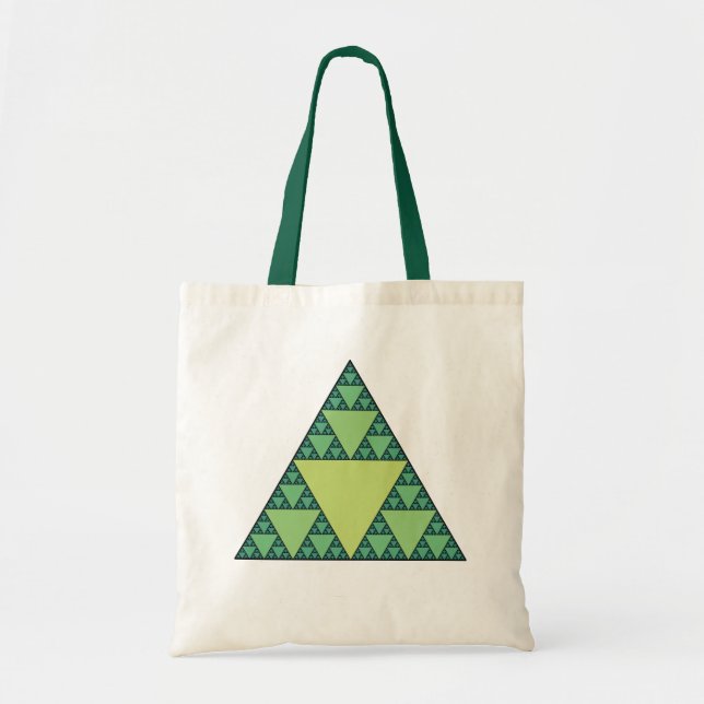 Bolsa Tote Triângulo Sierpinski em tons de verde (Frente)
