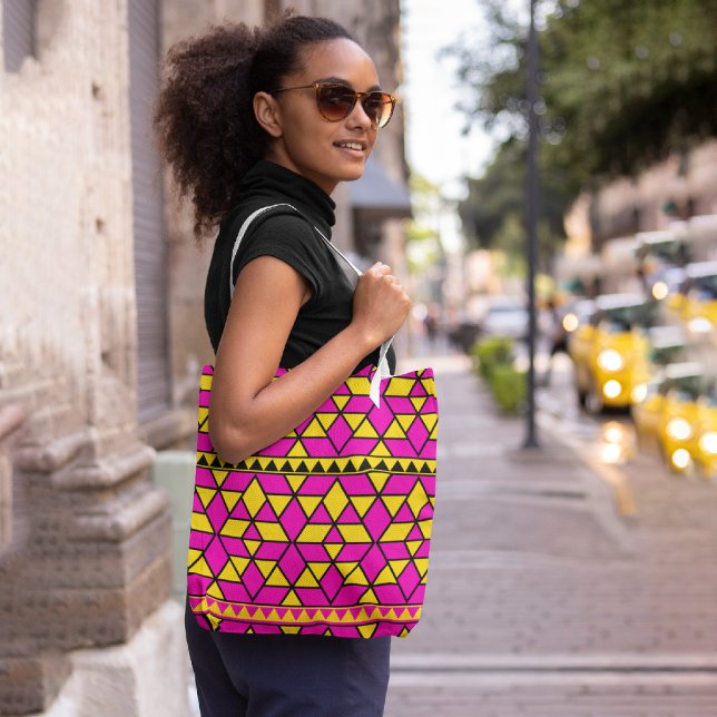 Bolsa Tote Triângulos amarelos rosa (Criador carregado)