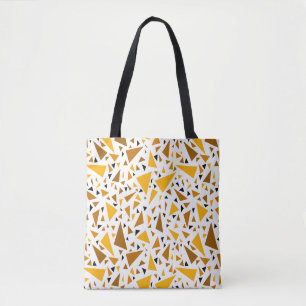 Bolsa Tote Triângulos castanhos amarelos sobre fundo retroati